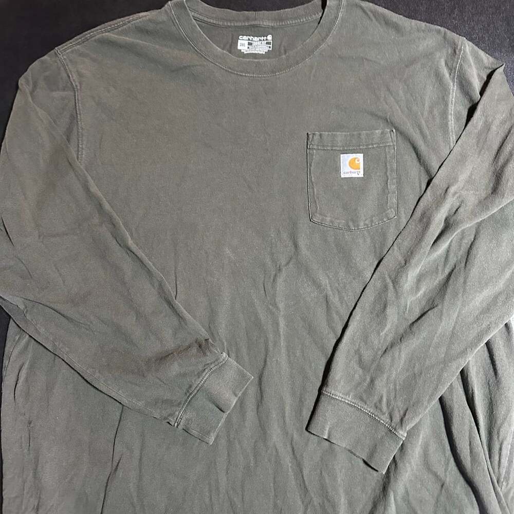 Carhartt Loose Fit Long Sleeve Pocket T-Shirt Size 3XL Gray work wear causual